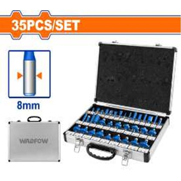  Bộ 35 mũi phay gỗ 8mm WADFOW WRG2P08 
