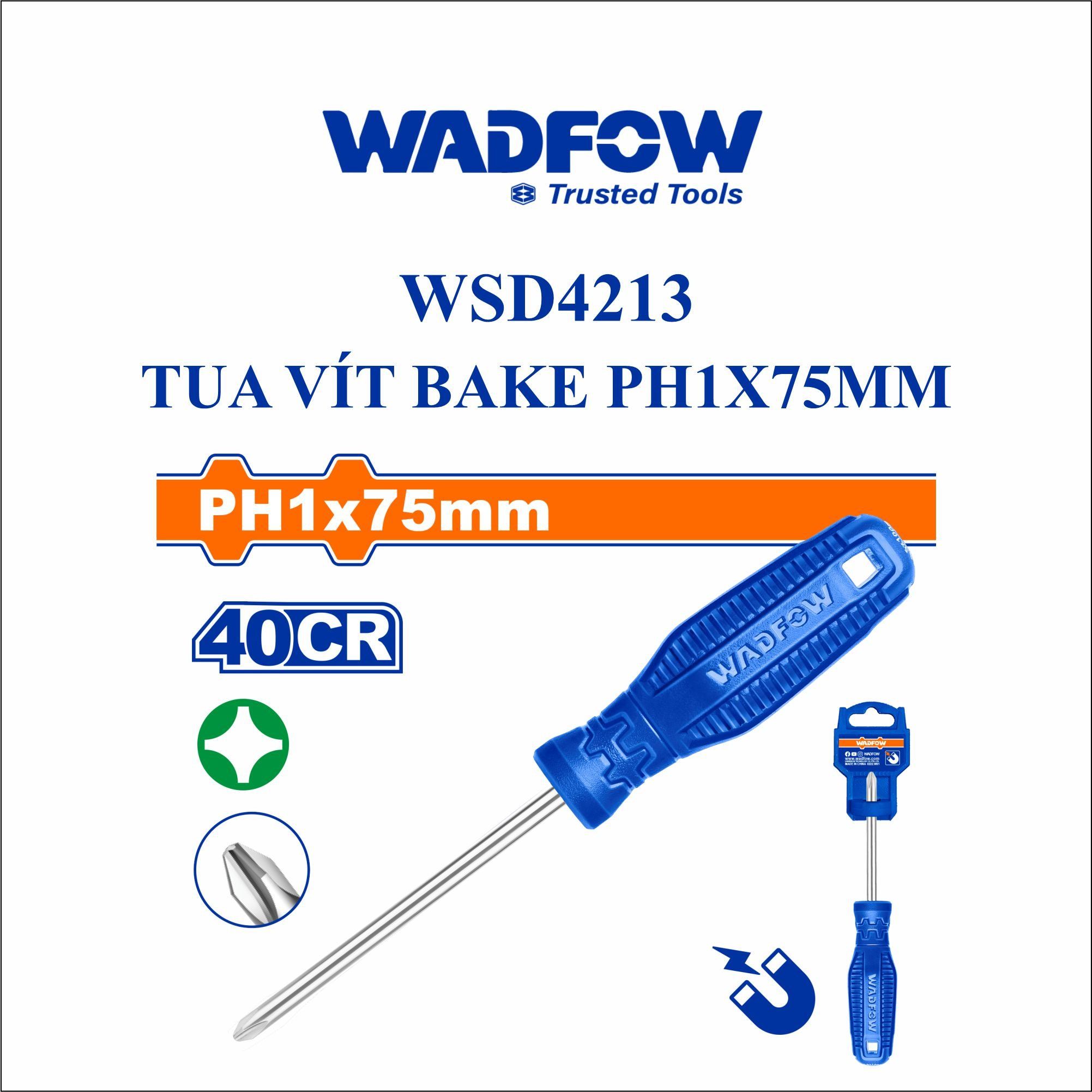  Tua vít bake PH1x75mm WADFOW WSD4213 