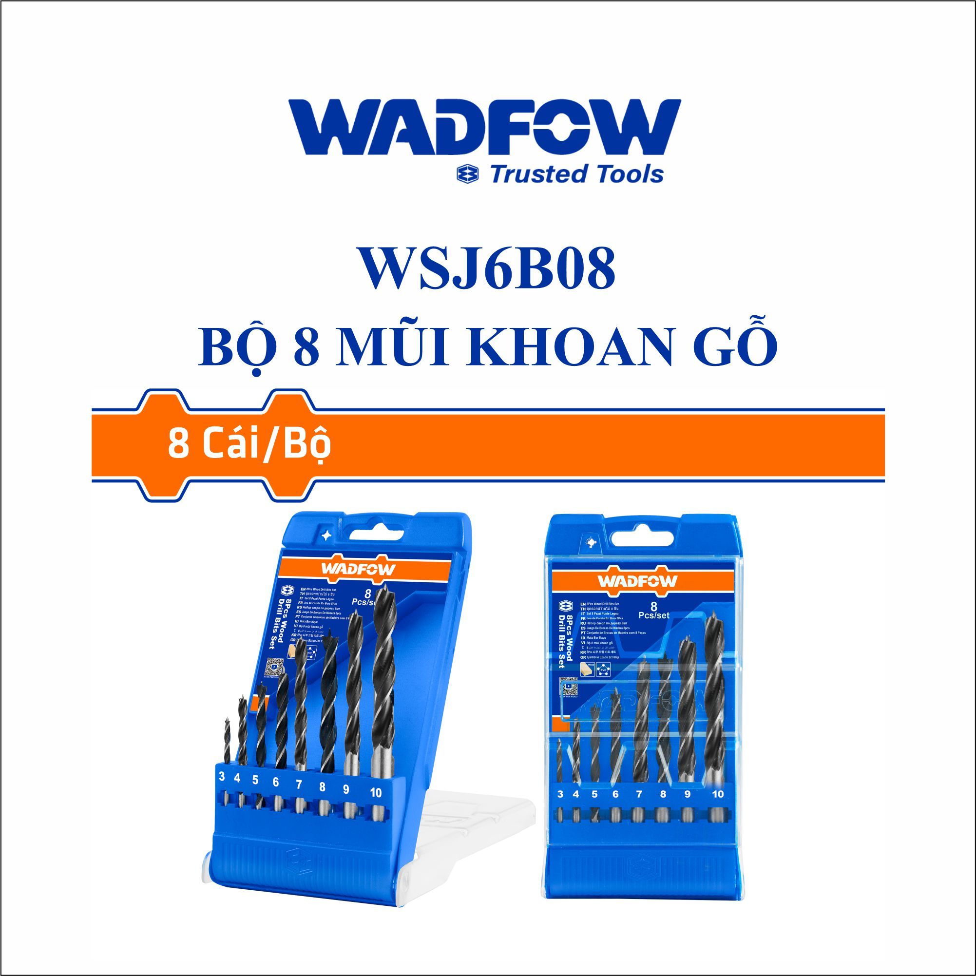  Bộ 8 mũi khoan gỗ WADFOW WSJ6B08 