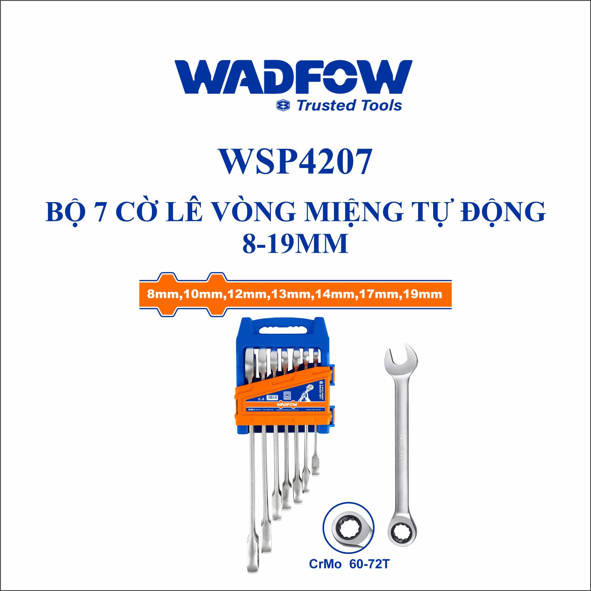  Bộ 7 cờ lê vòng miệng tự động 8-19mm WADFOW WSP4207 