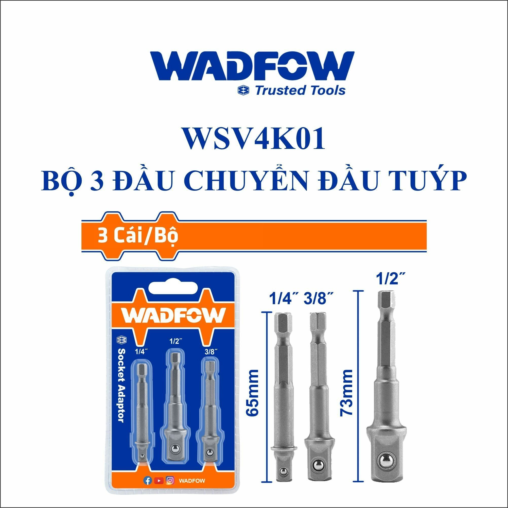  Bộ 3 đầu chuyển đầu tuýp WADFOW WSV4K01 