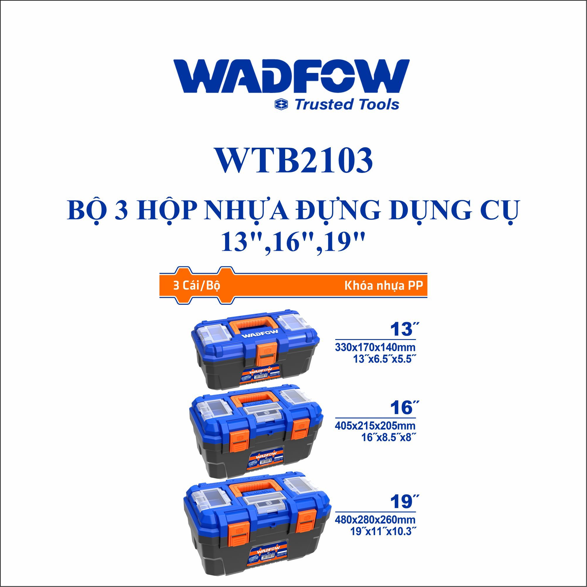  Bộ 3 hộp nhựa đựng dụng cụ WADFOW WTB2103 