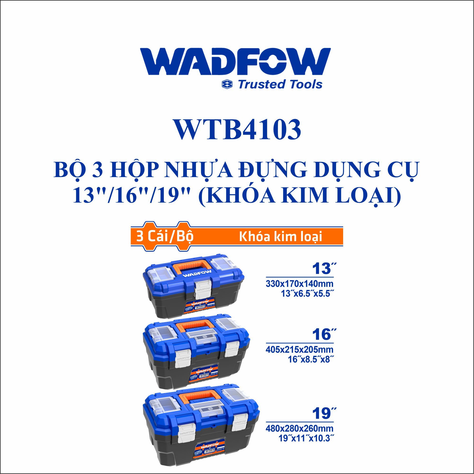  Bộ 3 hộp nhựa đựng dụng cụ WADFOW WTB4103 