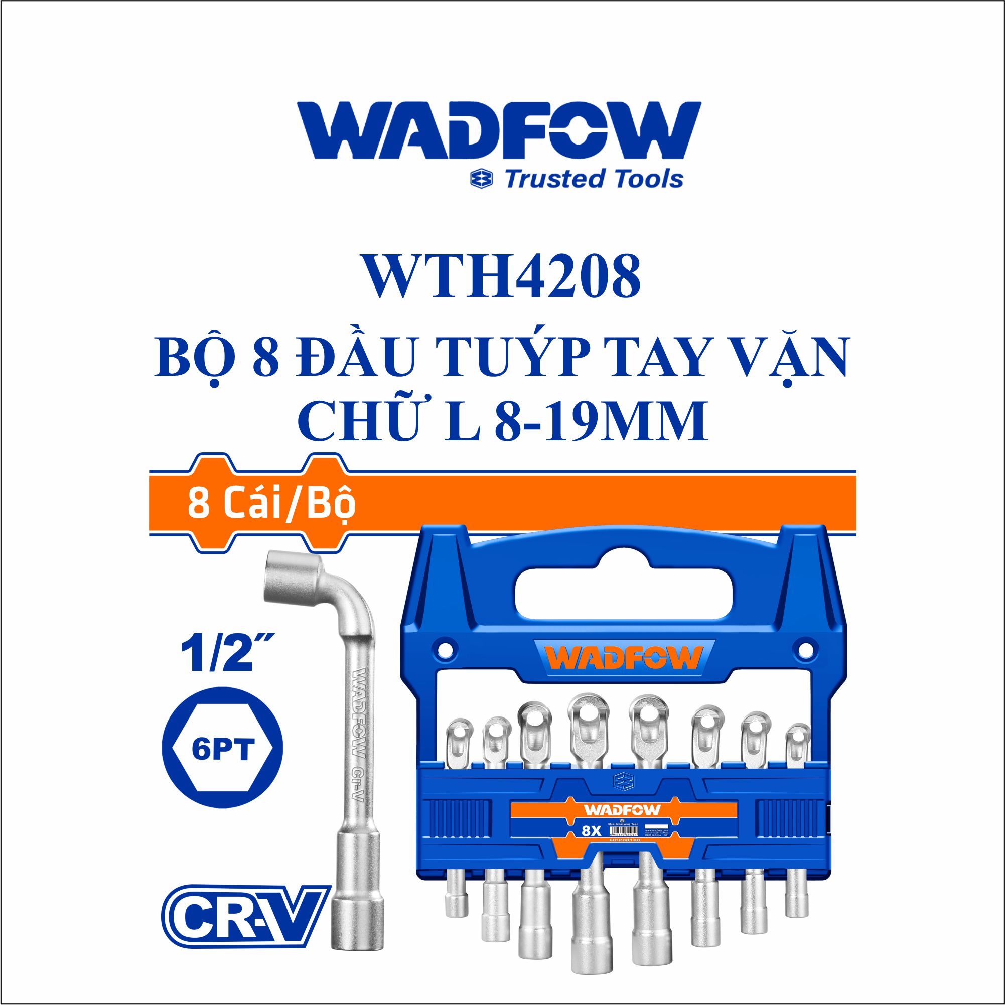  Bộ 8 Đầu tuýp tay vặn chữ L 8-19mm WADFOW WTH4208 