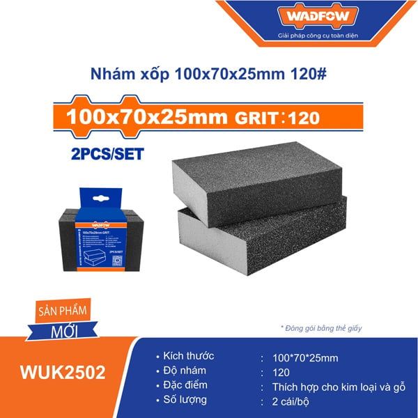  Nhám xốp 100x70x25mm 120# WADFOW WUK2502 