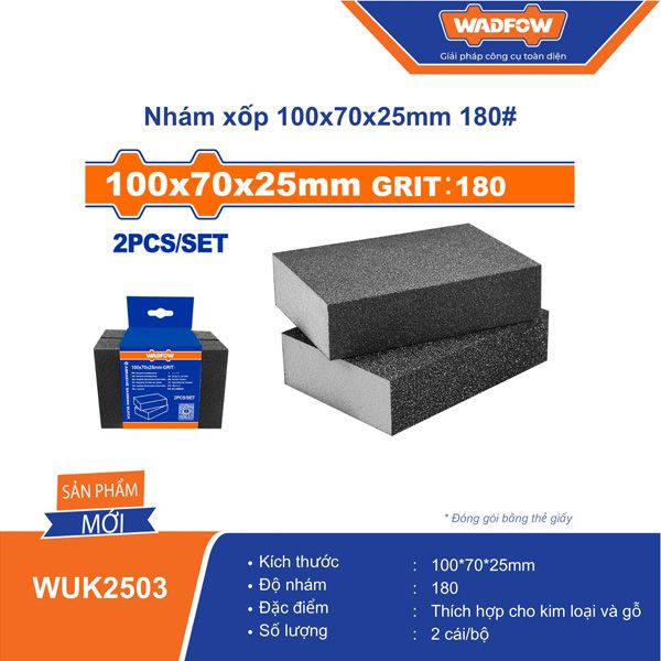  Nhám xốp 100x70x25mm 180# WADFOW WUK2503 