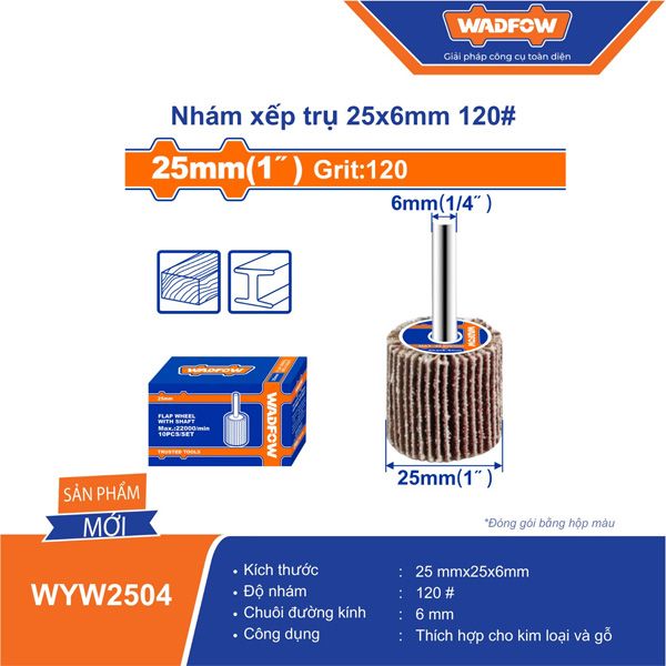  Nhám xếp trụ 25x6mm độ hạt 120# WADFOW WYW2504 