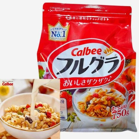 Ngũ cốc Calbee đỏ yến mạch Nhật Bản 750G