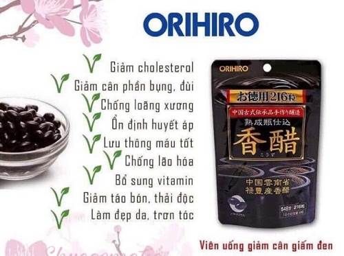 Viên Uống Giấm Đen Giảm Cân Orihiro Hỗ Trợ Tiêu Mỡ Giảm Cân | Túi 216  ViênGiấm đen giảm cân Orihiro Nhật Bản – Heartmy