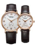  ĐỒNG HỒ TOPHILL TA021G.PZ3297 + TA021L.PZ3297 Nam+Nữ Dây da Máy Quartz (pin) Kính Sapphire 3ATM 