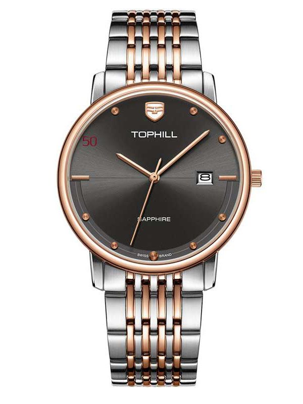 ĐỒNG HỒ TOPHILL TA033G.S7152 Nam dây Thép 316L máy Quartz kính Sapphire Size 39mm 3ATM