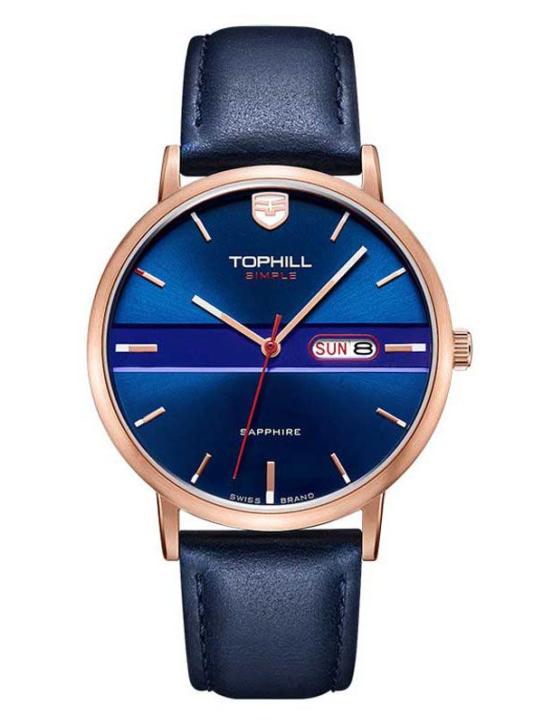 ĐỒNG HỒ TOPHILL TS019G.PL3352 Nam dây da máy Quartz kính Sapphire Size 40mm 5ATM