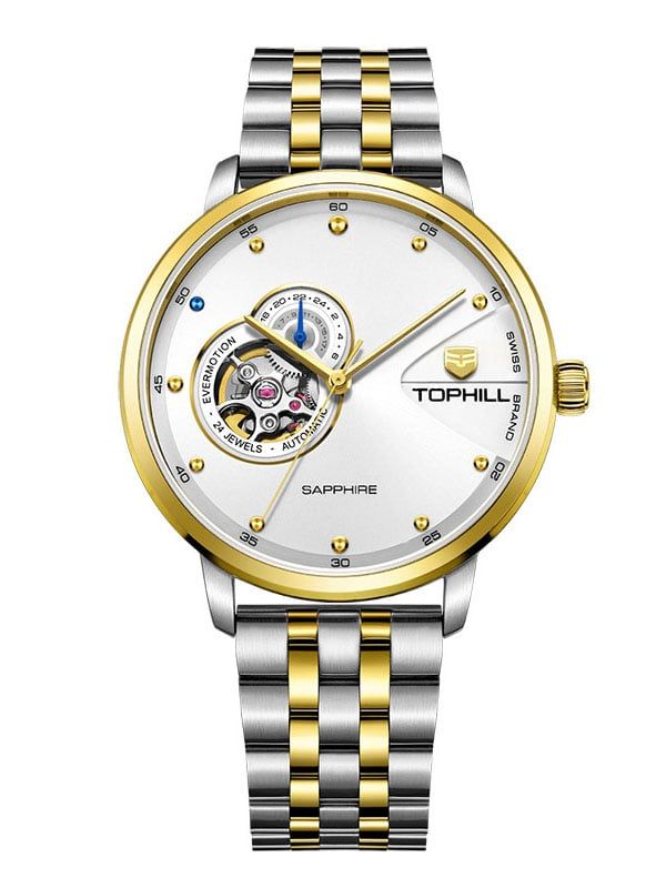 ĐỒNG HỒ TOPHILL TW060G.S6658 Nam dây thép 316L máy Automatic kính Sapphire Size 42mm 5ATM