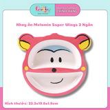 Khay Ăn Melamin Super Wings 2 NGĂN 22.3x19.8x1.9cm (Hồng và Đỏ)