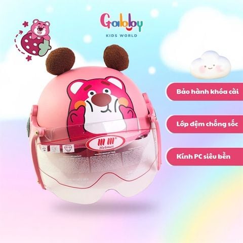 NÓN BẢO HIỂM GẤU DÂU CÓ KÍNH