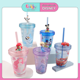 Ly Nuớc DISNEY 2 Lớp Có Ống Hút