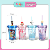 Ly Nuớc DISNEY 2 Lớp Có Ống Hút