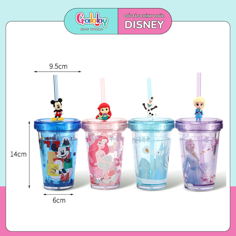 Ly Nuớc DISNEY 2 Lớp Có Ống Hút