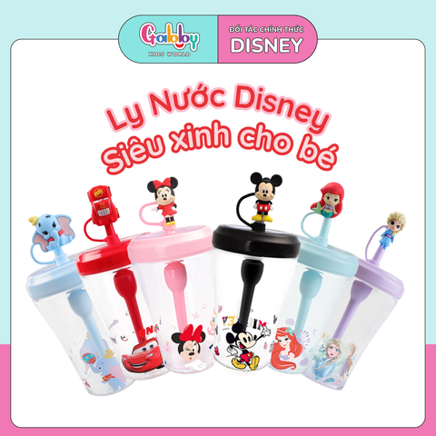 Ly Nuớc DISNEY 2 Lớp Có Ống Hút