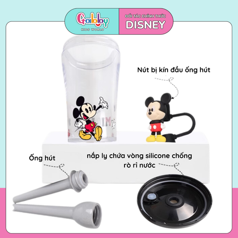 Ly Nuớc DISNEY 2 Lớp Có Ống Hút