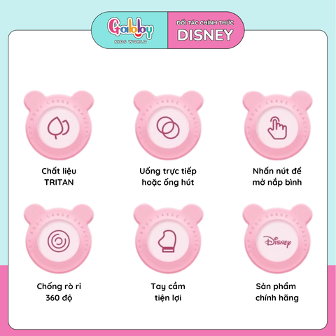 BÌNH NƯỚC DISNEY CÓ ỐNG HÚT 470ML