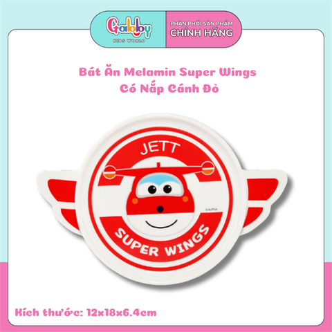 Bát Ăn Melamin Super Wings Có Nắp Cánh Đỏ