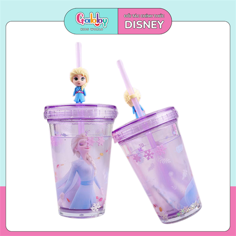 Ly Nuớc DISNEY 2 Lớp Có Ống Hút