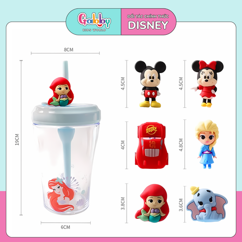 Ly Nuớc DISNEY 2 Lớp Có Ống Hút
