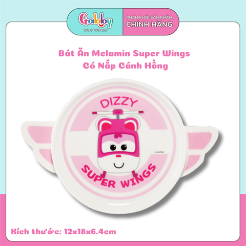 Bát Ăn Melamin Super Wings Có Nắp Cánh Hồng