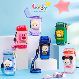 Bình Nước 280ml Nhân Vật Hoạt Hình 3D Đáng Yêu Có Dây Đeo Cho Bé (Mickey/ Minnie/ Donald/ Elsa/ Lotso/ Tigger)