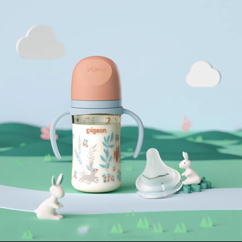 Bình PIGEON Soft Touch NĐ Trung PPSU Quai Cầm 9+