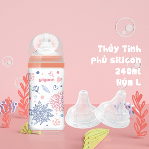 Bình PIGEON Soft Touch NĐ Trung Thủy Tinh Phủ Silicon 6+