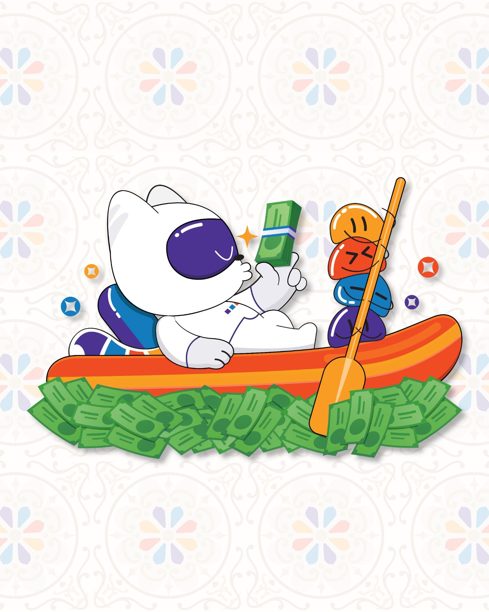  Sticker UV DTF Xuôi Chèo Make Cash 5cm (1 cái) 