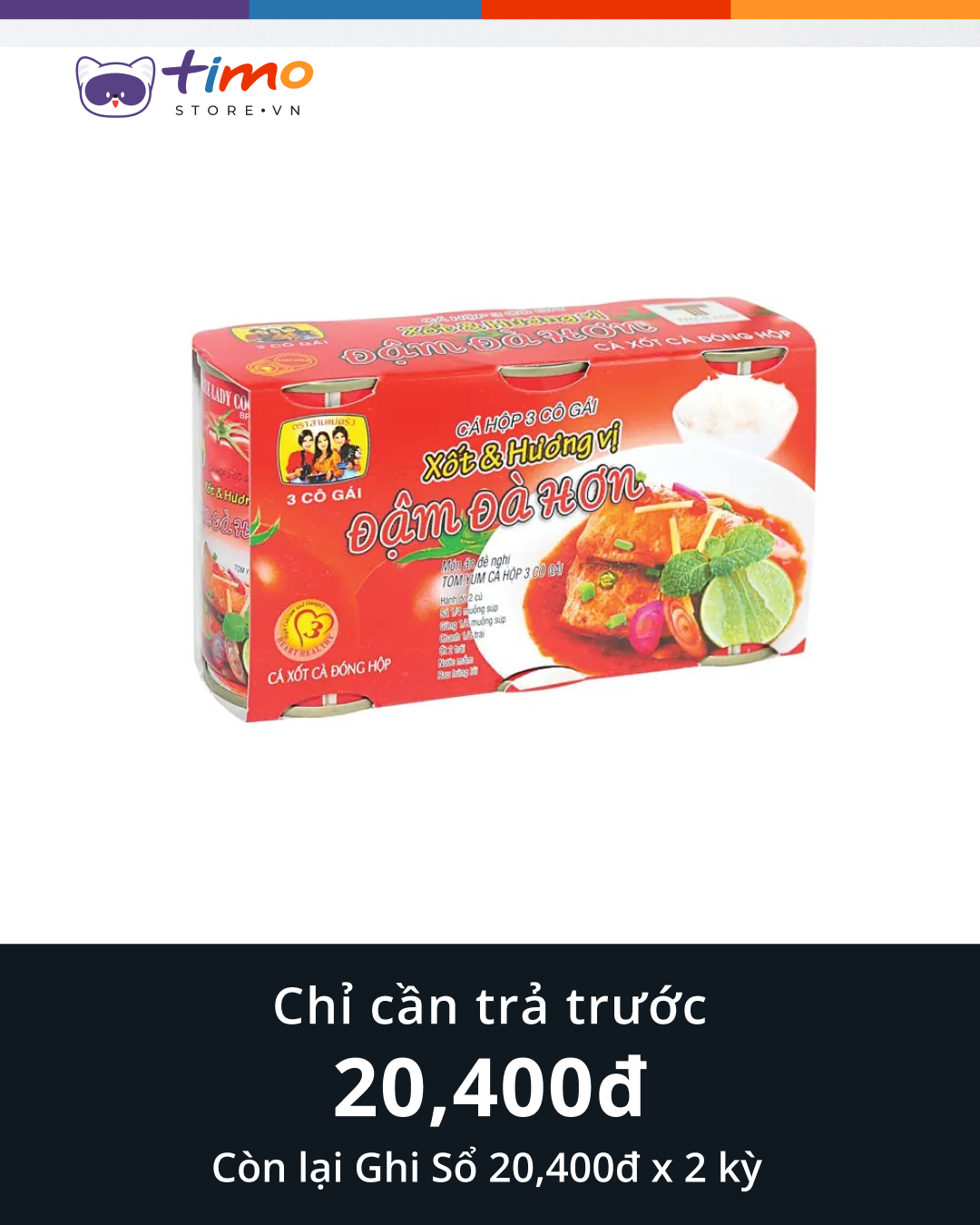  Cá hộp 3 Cô gái Hộp 155 gr (Lốc 3) 