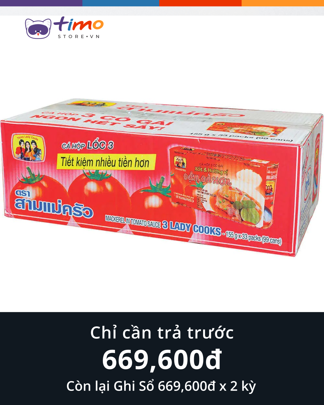  Cá hộp 3 Cô gái Hộp 155 gr (Thùng 99 Hộp) 