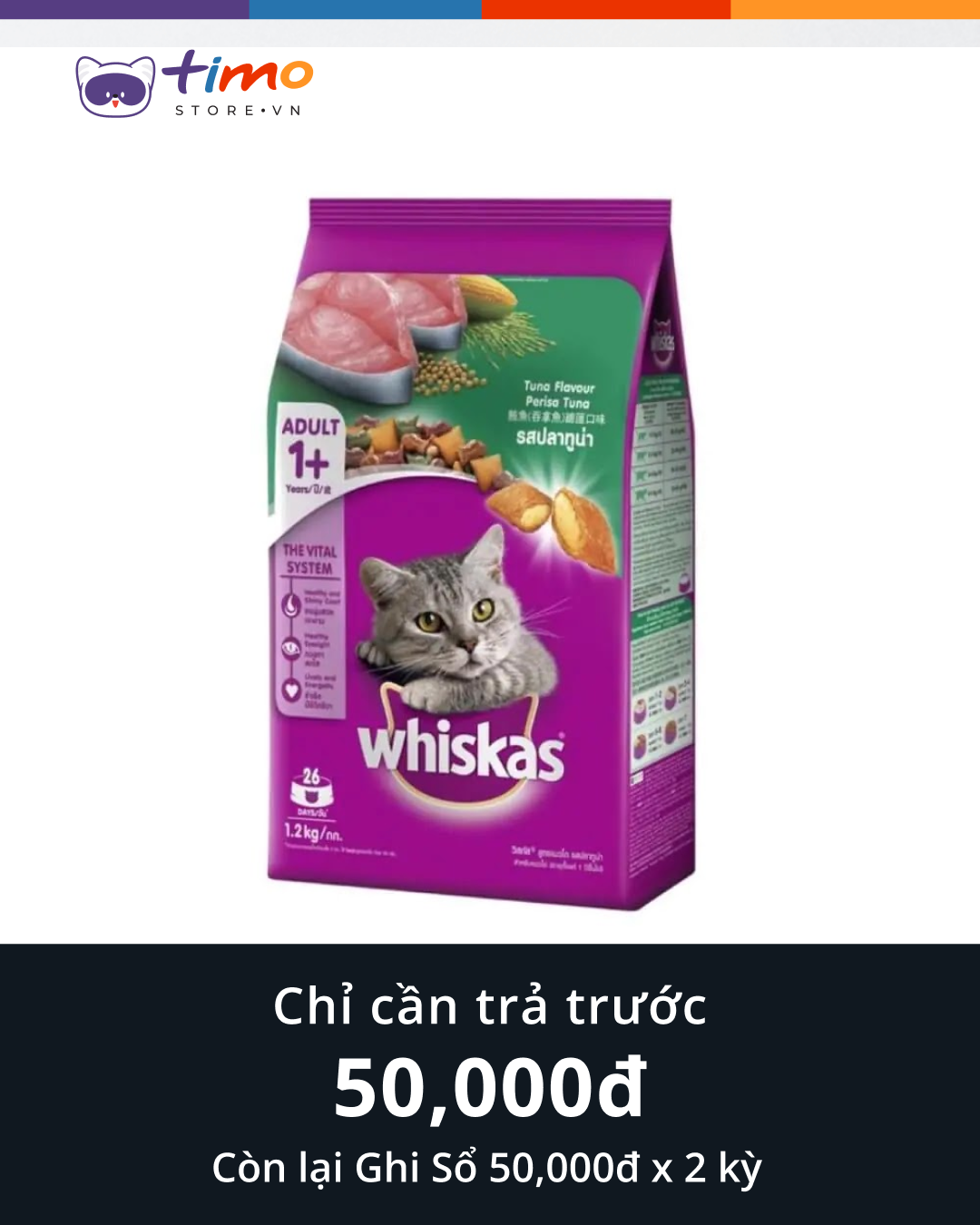  Thức Ăn Mèo Whiskas Vị Cá Ngừ (Gói 1,2kg) 