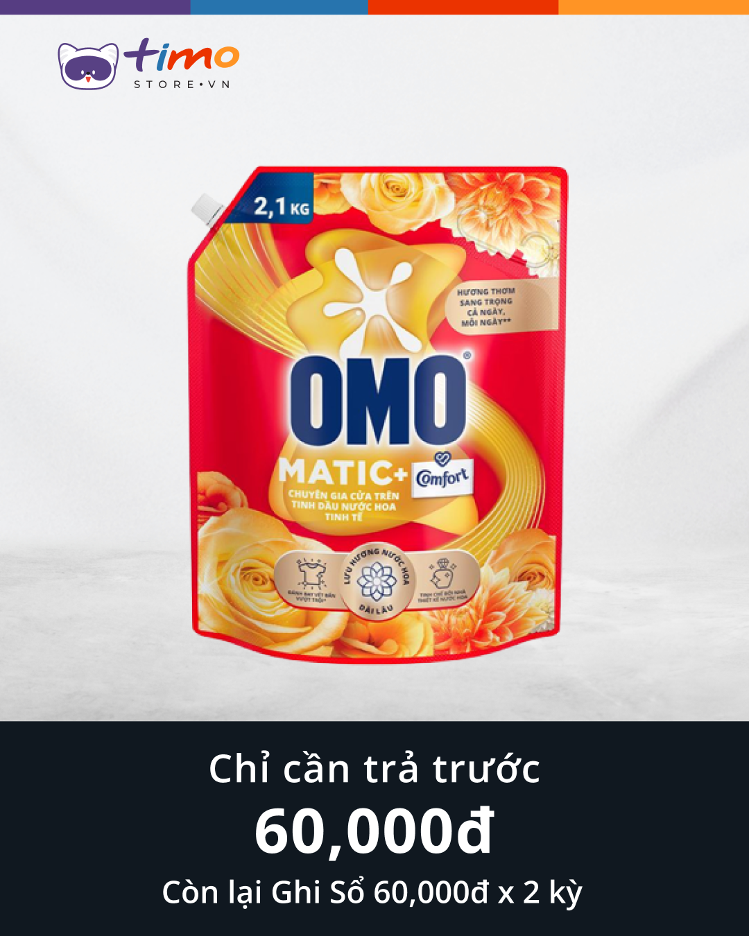  Nước giặt OMO Matic Comfort cửa trên Tinh dầu thơm (Túi 2,1kg) 