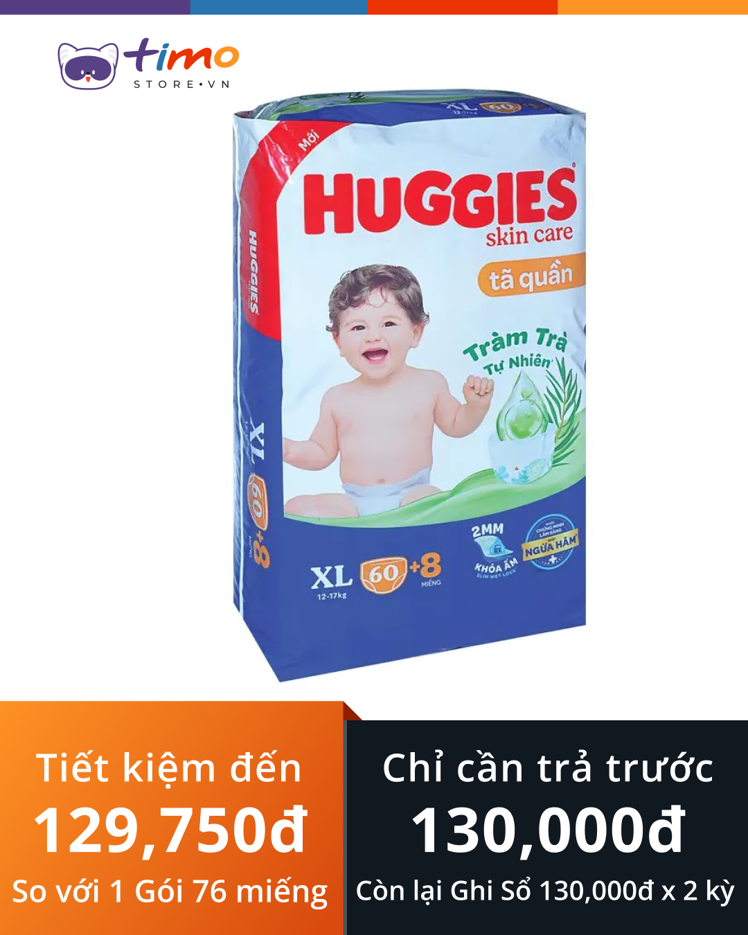  Tã quần Huggies Skincare size XL (Gói 60 miếng) 