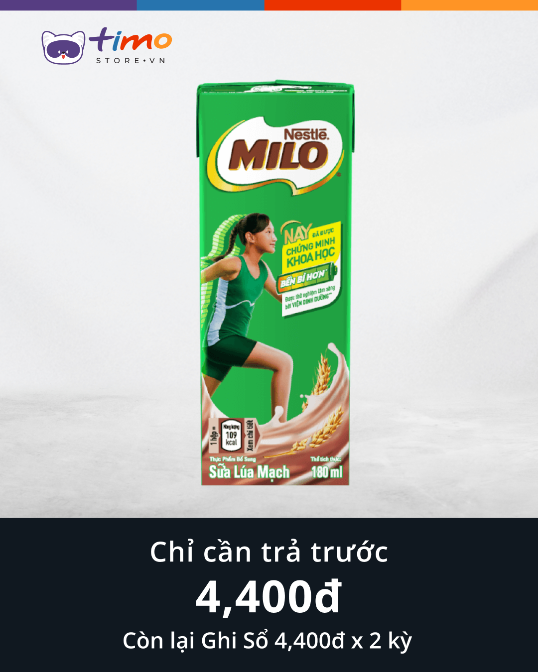  Sữa Lúa Mạch Milo Ít Đường (Hộp 180ml) 