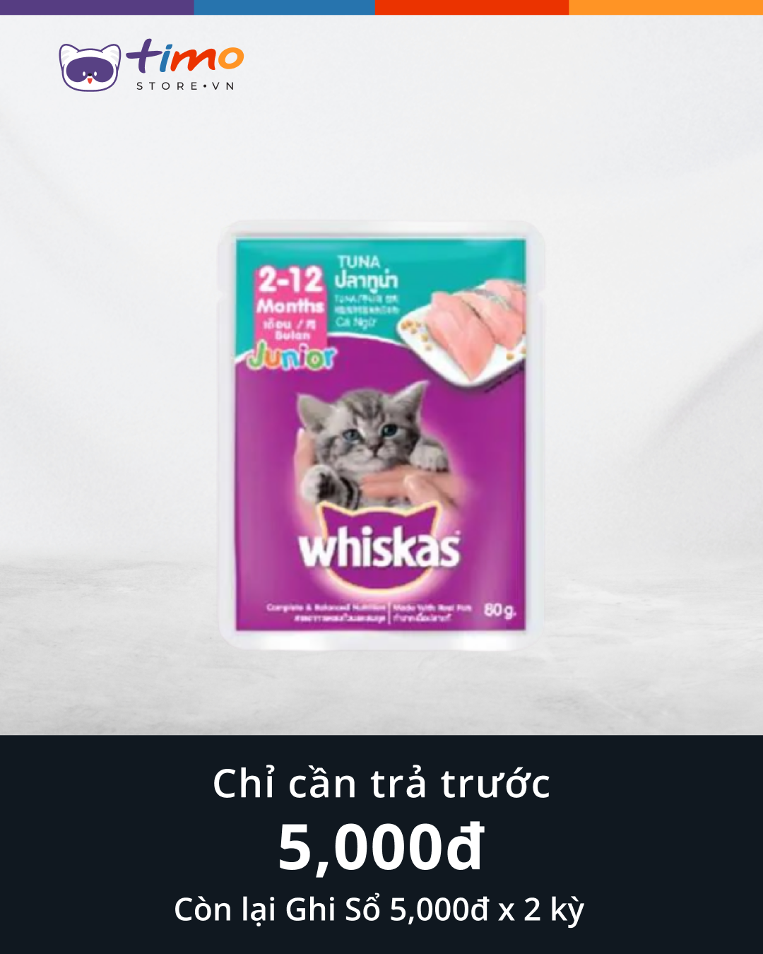  Thức Ăn Mèo Con Whiskas Vị Cá Ngừ (Gói 80gr) 