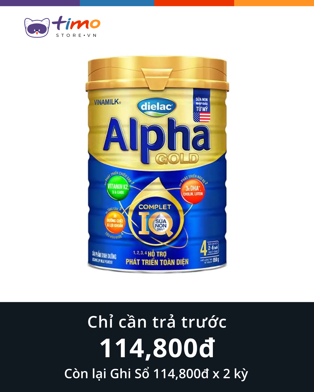  Sữa bột Dielac Alpha Gold 4 (Hộp 850gr) 