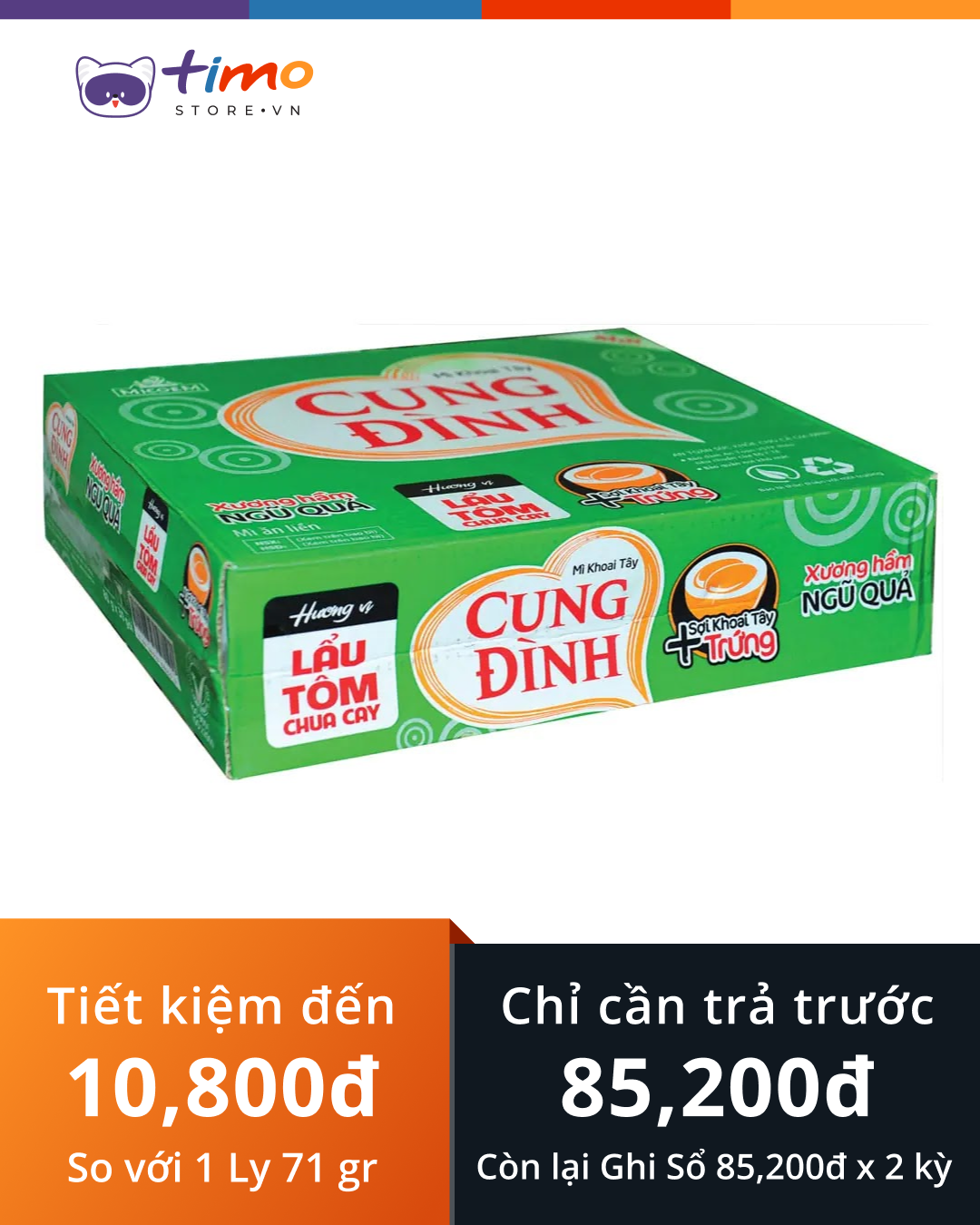  Mì Cung Đình Tôm Chua Cay Gói 85 gr (Thùng 30 Gói) 