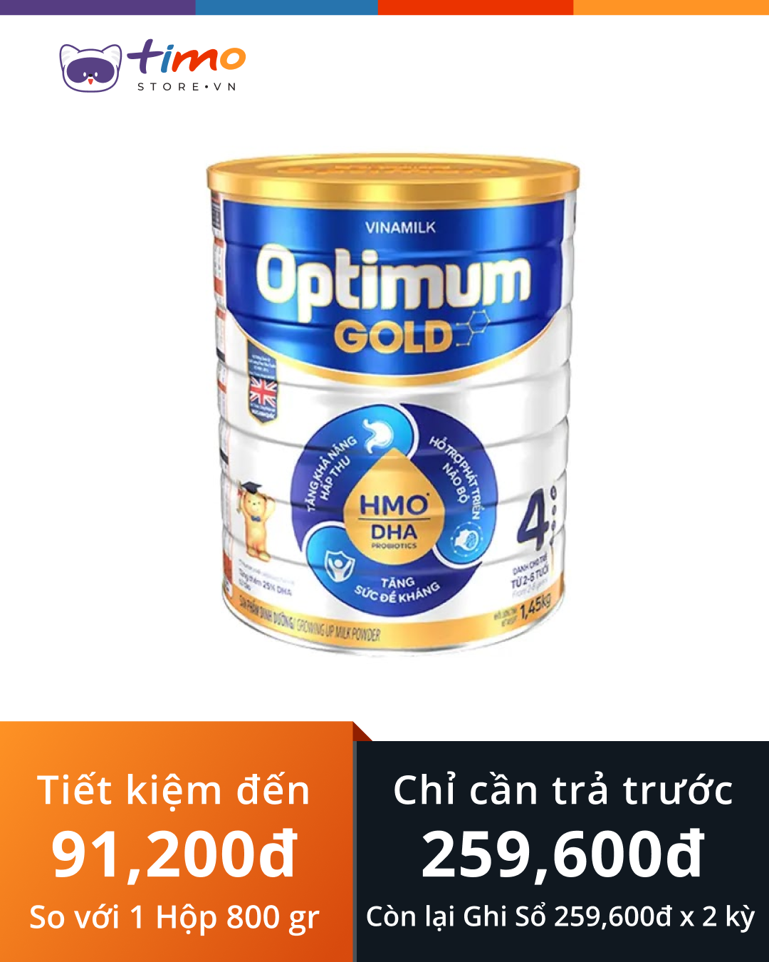  Sữa bột Optimum Gold (Hộp 1,45kg) 