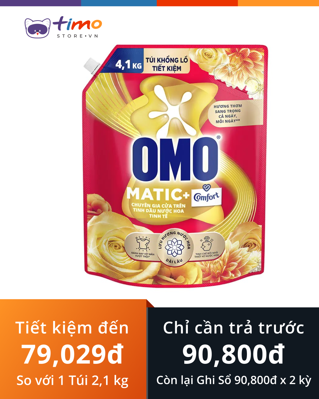  Nước giặt OMO Matic Comfort cửa trên Tinh dầu thơm (Túi 4,1kg) 