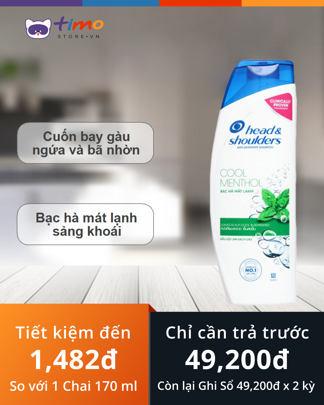  Dầu gội Head & Shoulder bạc hà  (Chai  330ml) 