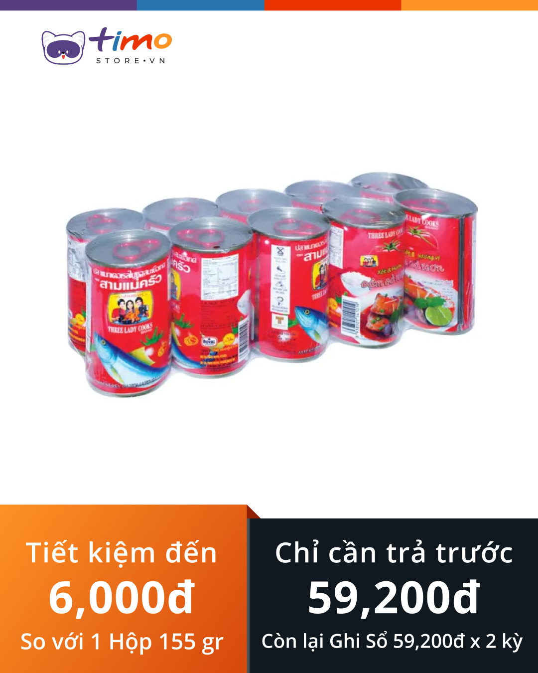  Cá hộp 3 Cô gái Hộp 155 gr (Lốc 10) 