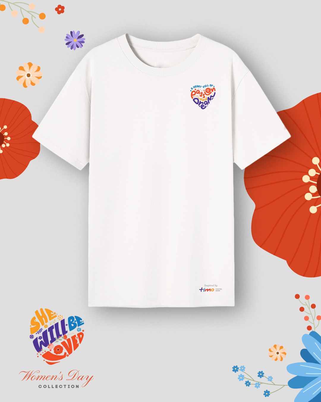  Áo thun trắng A heart of full Passion and Dream 