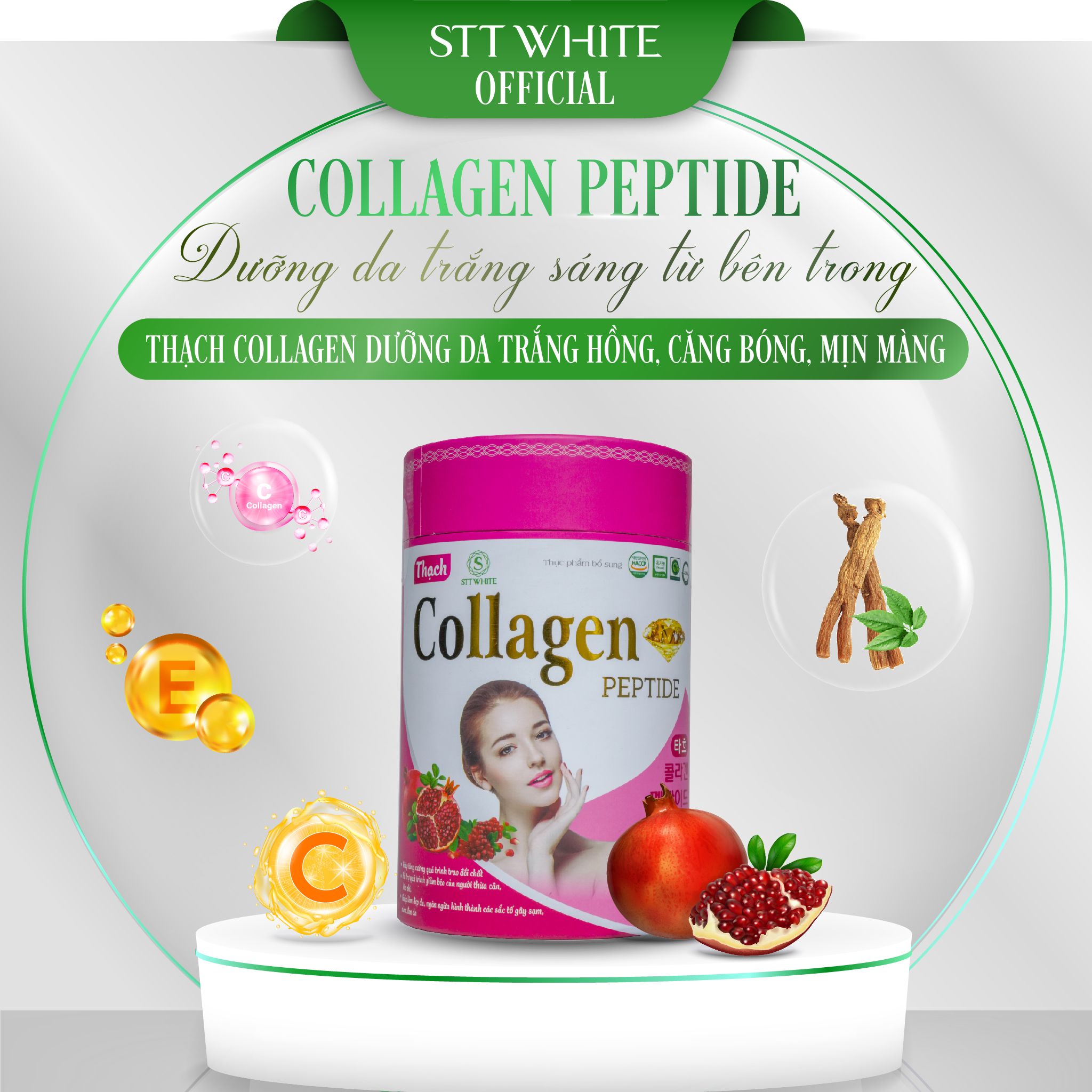  Thạch lựu Collagen ngăn ngừa lão hóa, trắng sáng da, mờ nám 20 gói/hộp 