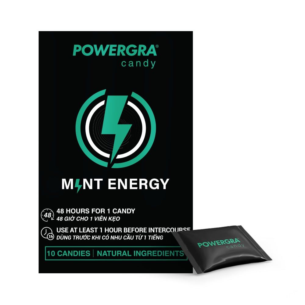  Kẹo bạc hà Powergra Mint Energy tăng cường sinh lý - Hộp 10 viên 