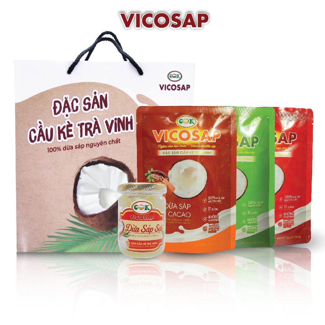  Kẹo Dừa Sáp Lá Dứa 100g - VICOSAP ĐẶC SẢN TRÀ VINH 